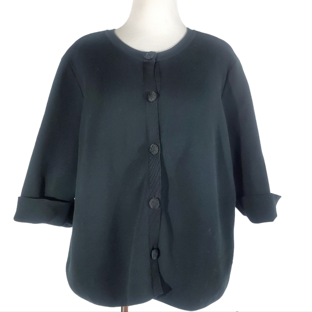 Liz Claiborne Knit to Shape Sweater, Black, 3/4 sleeve 2x